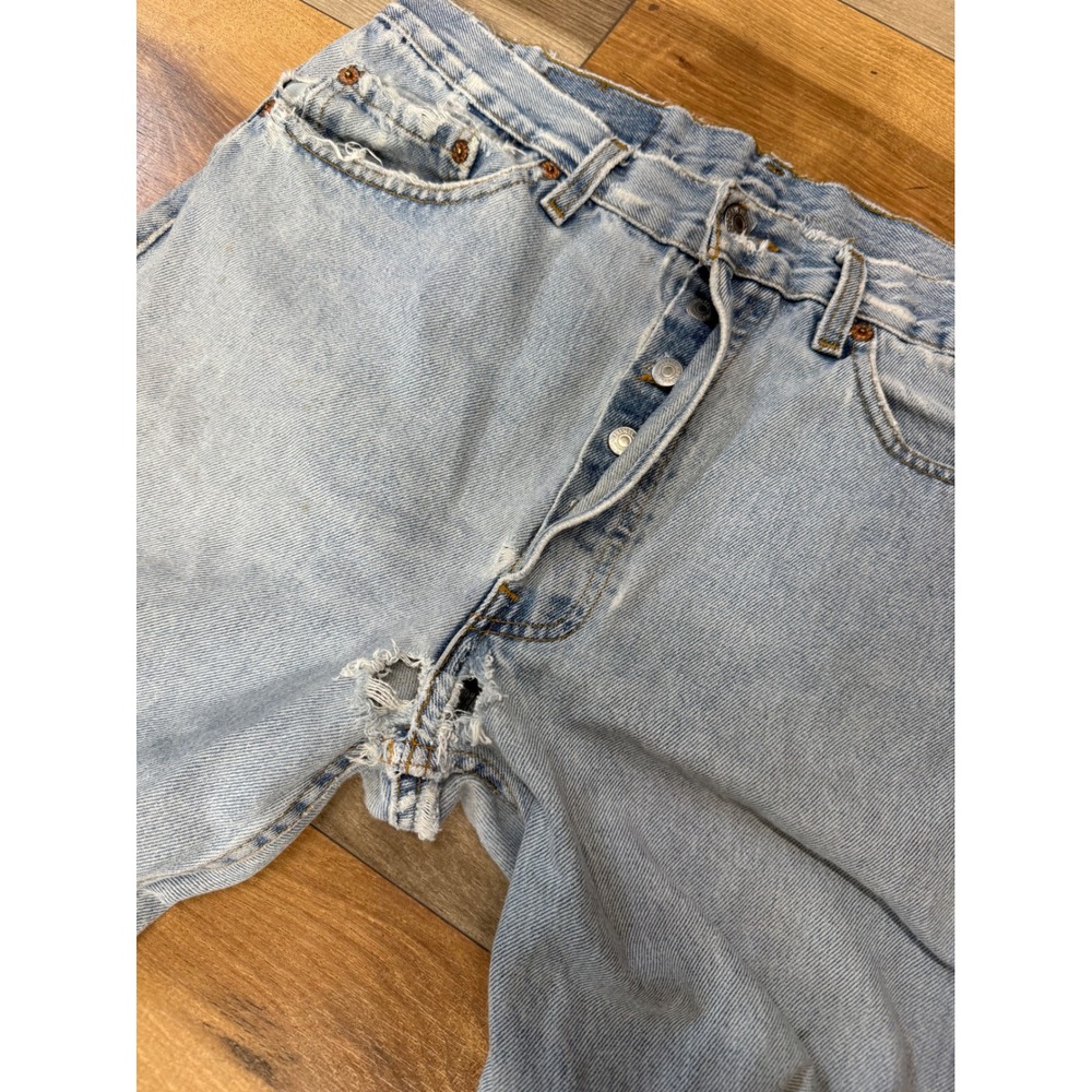 Levi's 501 Jeans Mens 33x34 Blue Fair Trashed Distressed Vintage 90s USA Made - Picture 7 of 7
